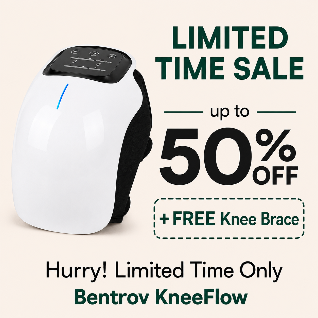 Bentrov KneeFlow™ — Heated Knee Massager with Red Light Therapy