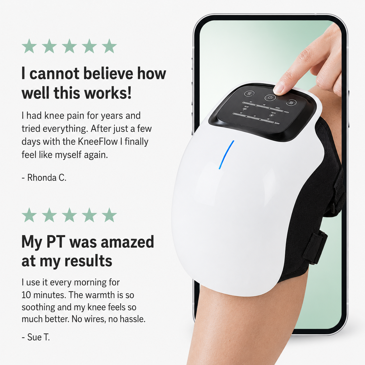Bentrov KneeFlow™ — Heated Knee Massager with Red Light Therapy
